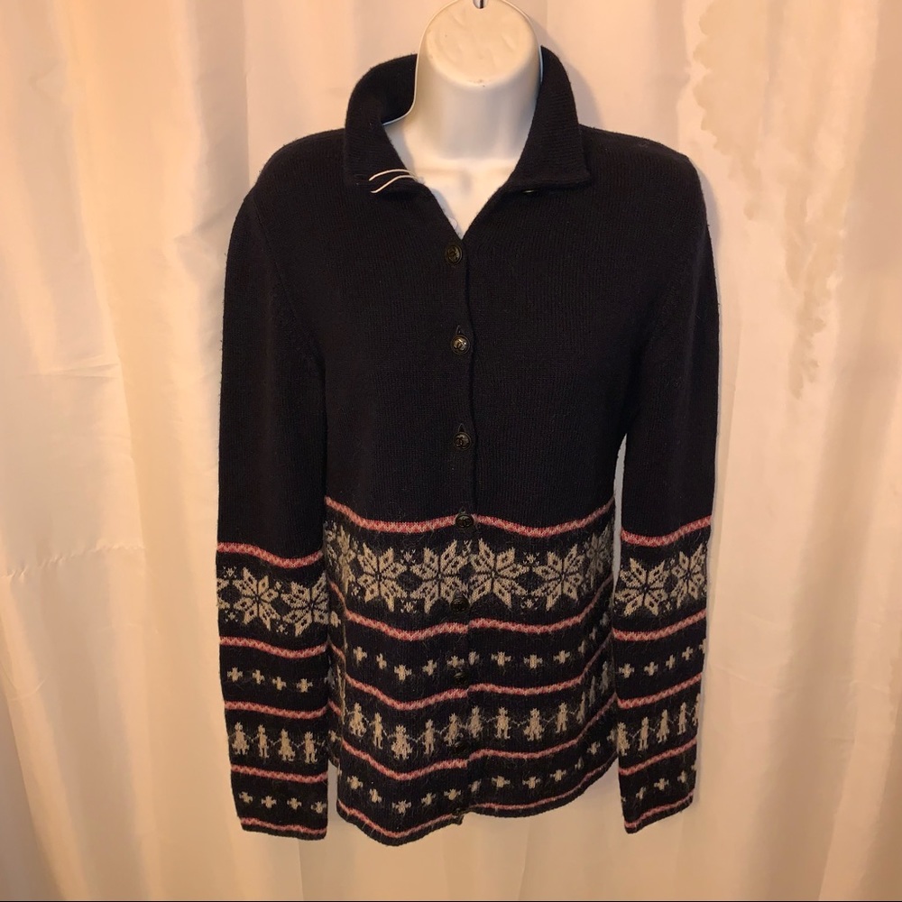 CHANEL size 38 wool cashmere mohair CARDIGAN snowflake and Coco theme - Picture 13 of 13